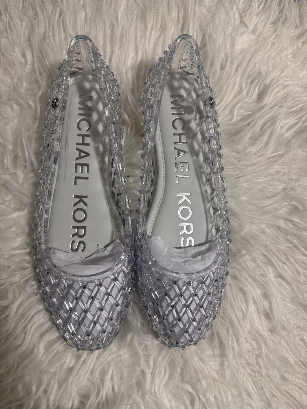 Michael Kors Clear Crystal-Pixie Jelly Ballet Flats - Transparent
